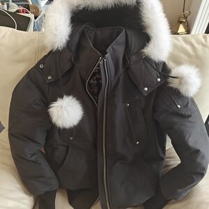 Men's Black Jacket with Fur Trim